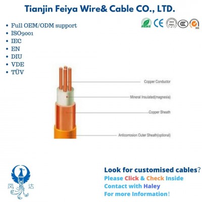 4X6mm2 Bttz Type Heavy Duty 750V Fire Resistant Micc Cable Mineral Insulated Power Cables